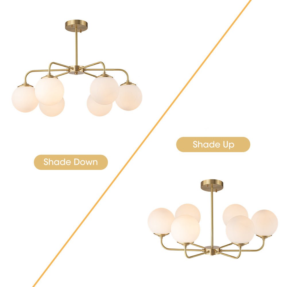 6 - Light Modern Bubble Milky Glass Globe Chandelier - LightfixturesUAE