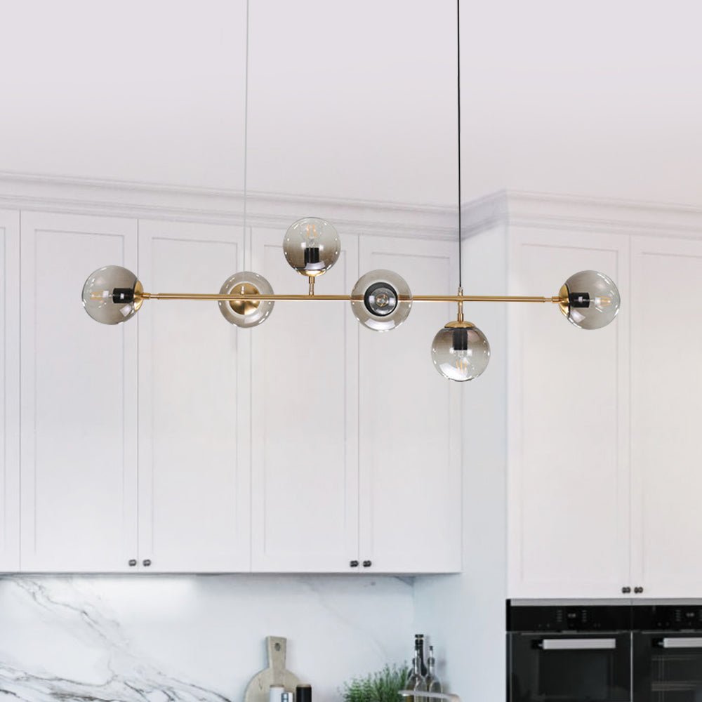 6 - Light Modern Vertical Linear Glass Chandelier - LightfixturesUAE