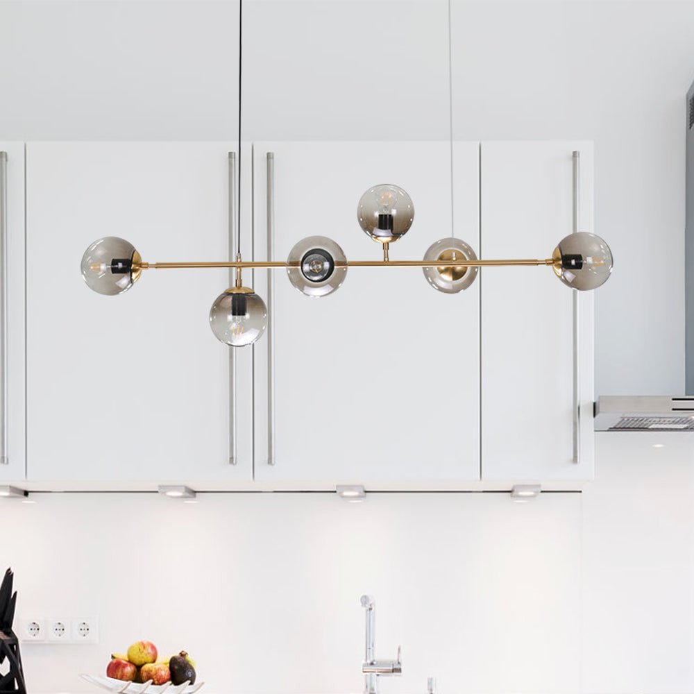6 - Light Modern Vertical Linear Glass Chandelier - LightfixturesUAE