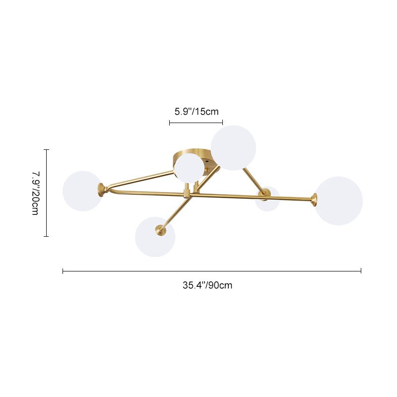 6 - Light Sputnik Cross Arm Semi Flush Mount Ceiling Light - LightfixturesUAE