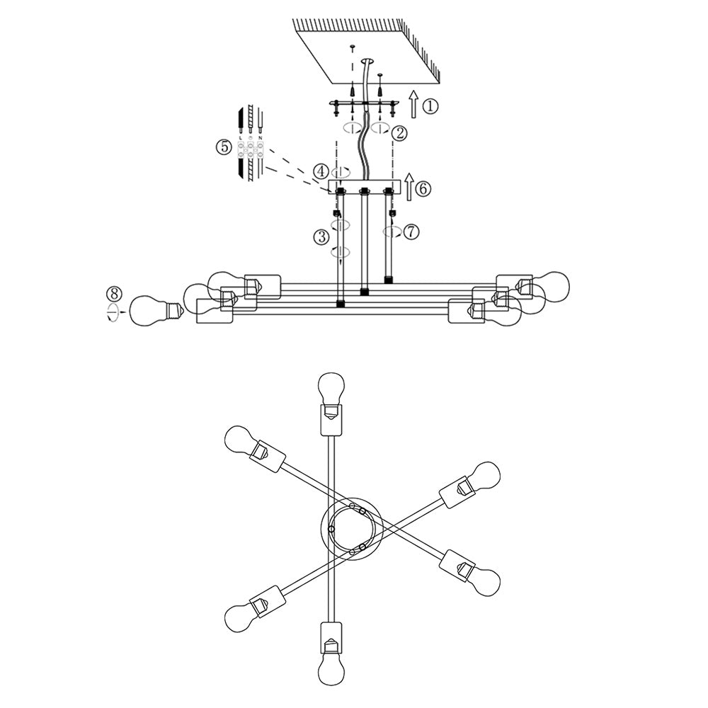 6 - Light Sputnik Sphere Semi Flush - LightfixturesUAE
