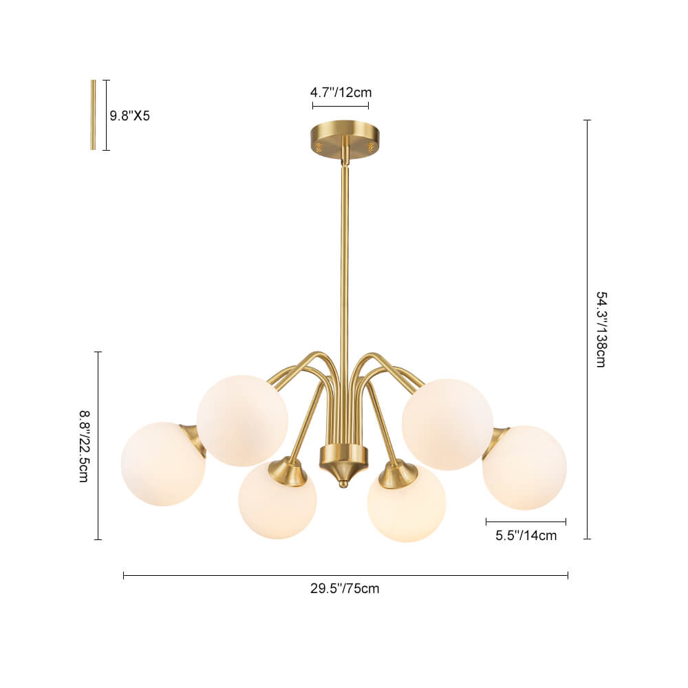 6/10 - Light Modern Glass Globe Bubble Chandelier - LightfixturesUAE