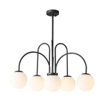 6/10 - Light Modern Sputnik Sphere Milky Glass Chandelier - LightfixturesUAE