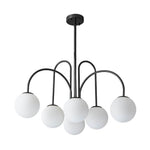 6/10 - Light Modern Sputnik Sphere Milky Glass Chandelier - LightfixturesUAE