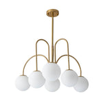 6/10 - Light Modern Sputnik Sphere Milky Glass Chandelier - LightfixturesUAE