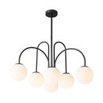 6/10 - Light Modern Sputnik Sphere Milky Glass Chandelier - LightfixturesUAE