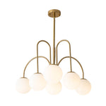 6/10 - Light Modern Sputnik Sphere Milky Glass Chandelier - LightfixturesUAE