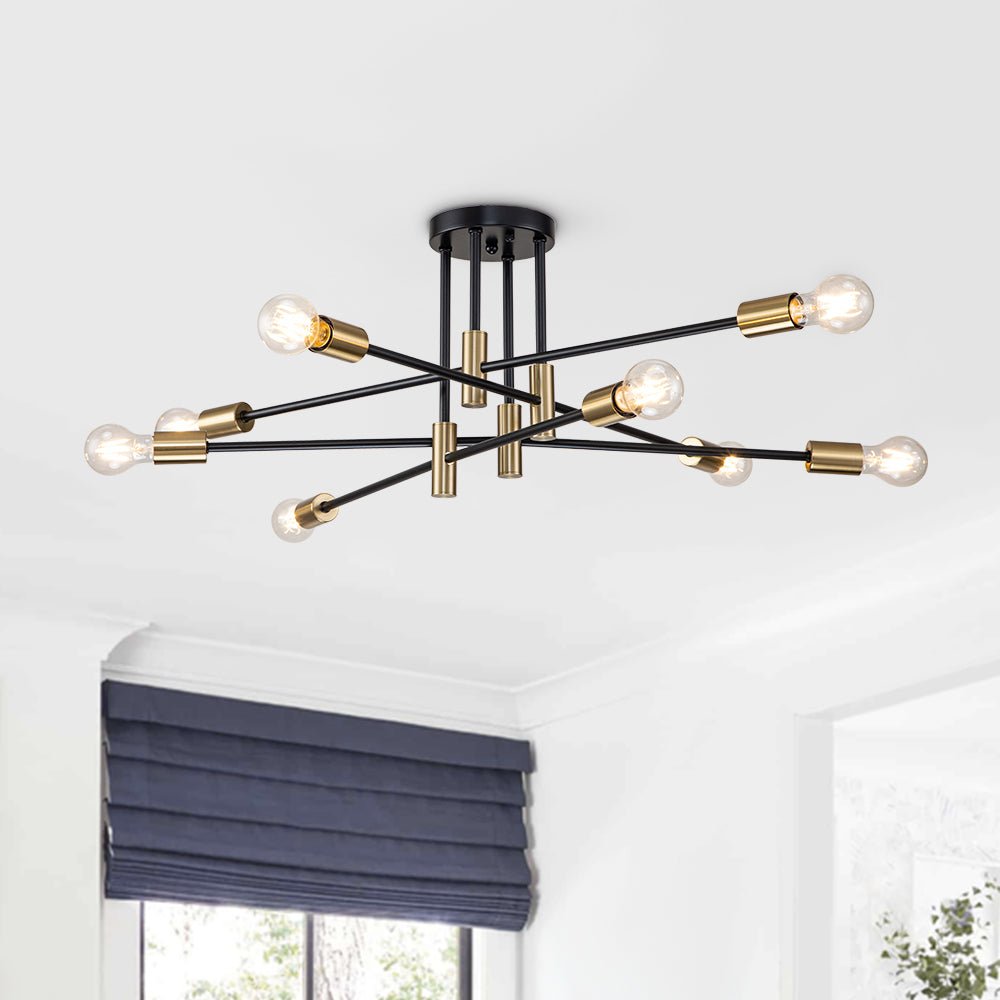 6/8 - Light Mid - Century Modern Sputnik Silhouette Semi Flush Mount - LightfixturesUAE