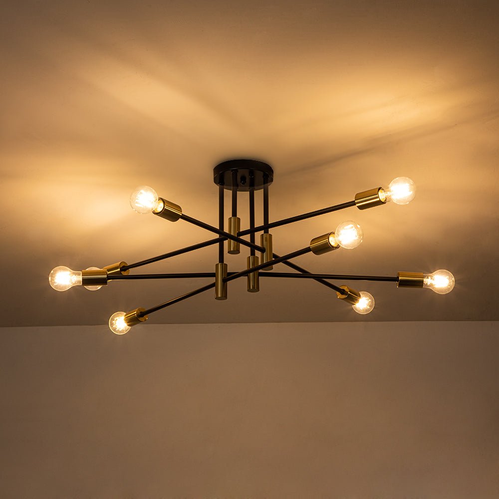 6/8 - Light Mid - Century Modern Sputnik Silhouette Semi Flush Mount - LightfixturesUAE