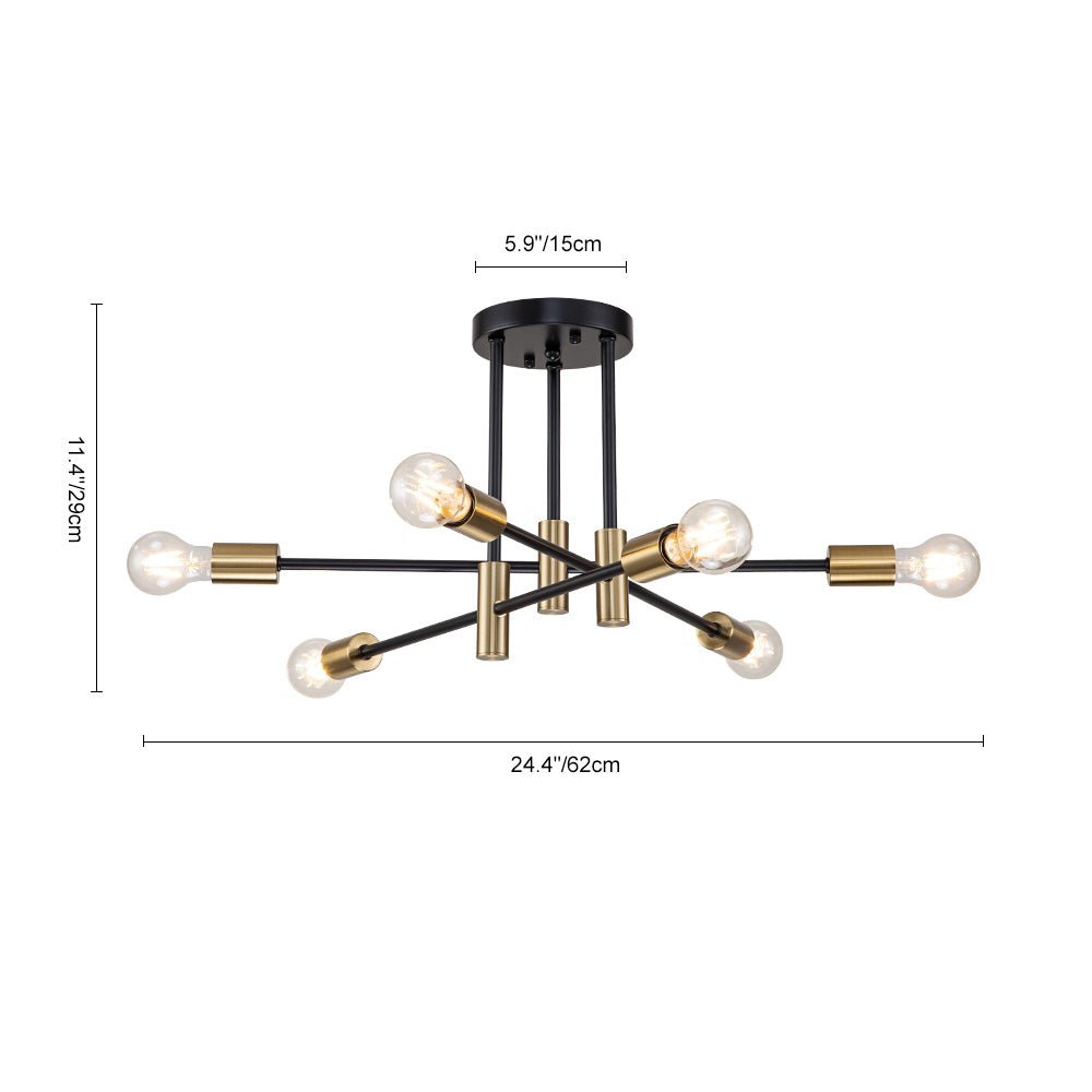 6/8 - Light Mid - Century Modern Sputnik Silhouette Semi Flush Mount - LightfixturesUAE