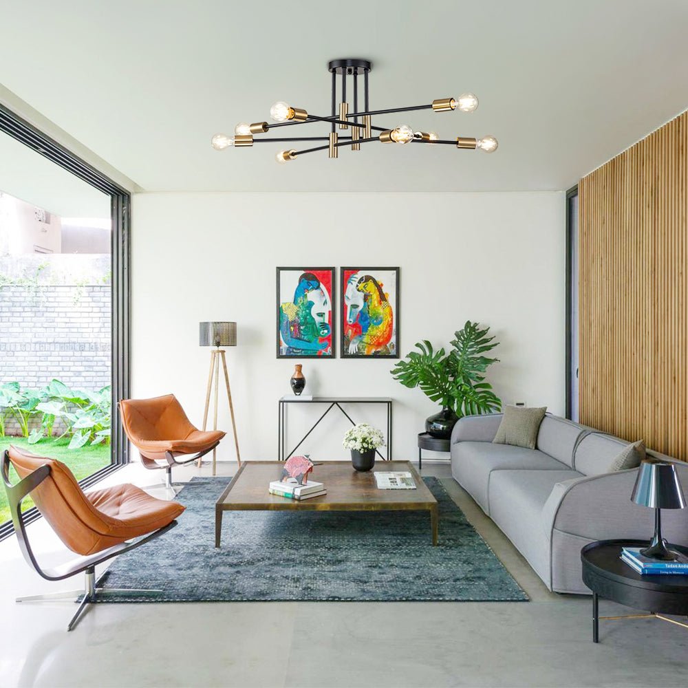 6/8 - Light Mid - Century Modern Sputnik Silhouette Semi Flush Mount - LightfixturesUAE