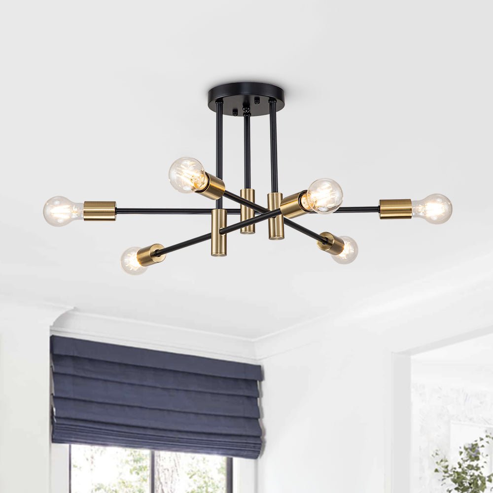6/8 - Light Mid - Century Modern Sputnik Silhouette Semi Flush Mount - LightfixturesUAE