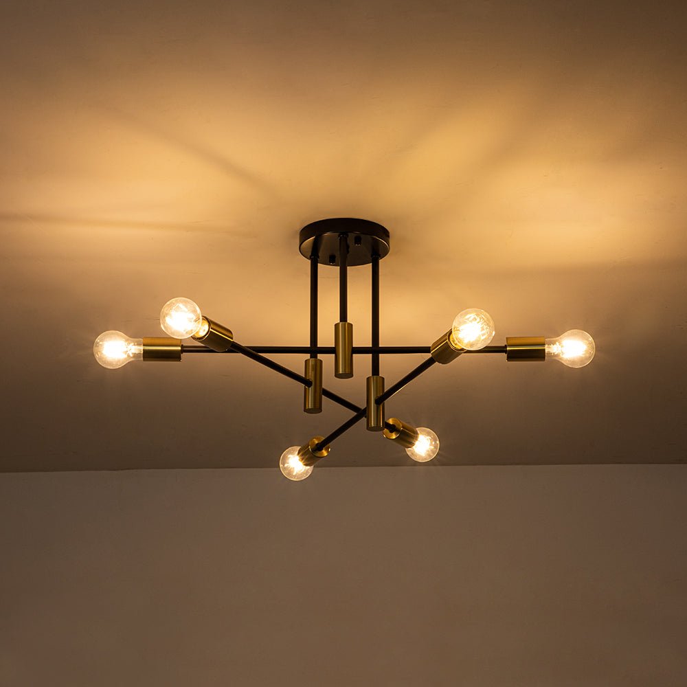 6/8 - Light Mid - Century Modern Sputnik Silhouette Semi Flush Mount - LightfixturesUAE