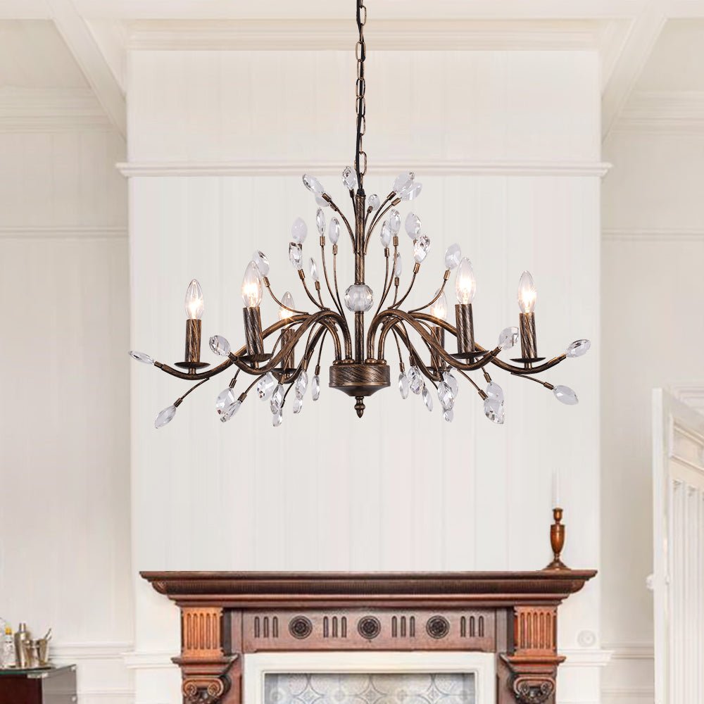 6/9 - Light Modern French Country Crystal Chandelier - LightfixturesUAE