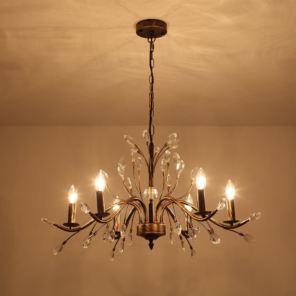 6/9 - Light Modern French Country Crystal Chandelier - LightfixturesUAE