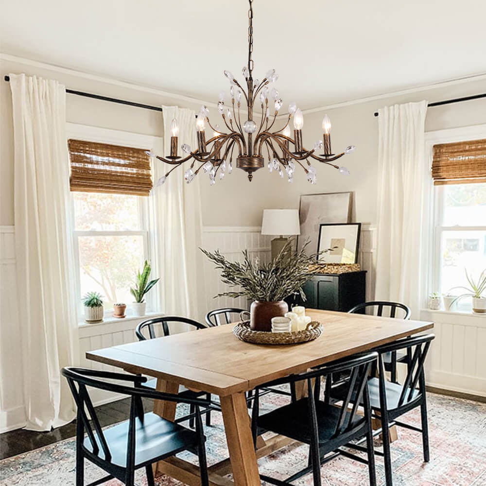 6/9 - Light Modern French Country Crystal Chandelier - LightfixturesUAE