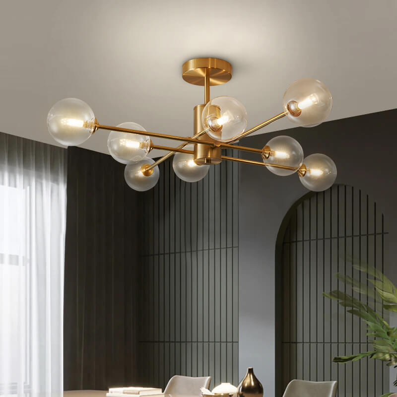 8 - Light Clear Glass Shade Sputnik Chandelier - LightfixturesUAE
