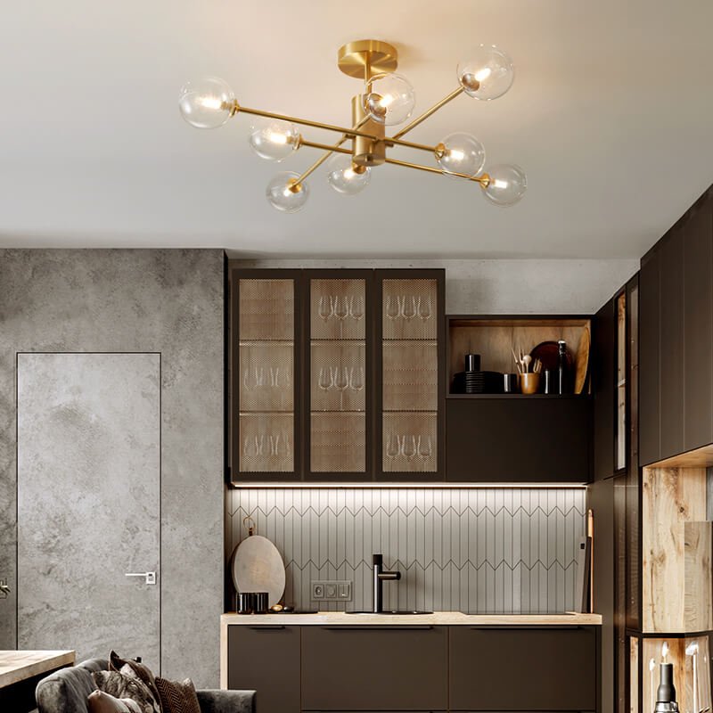 8 - Light Clear Glass Shade Sputnik Chandelier - LightfixturesUAE
