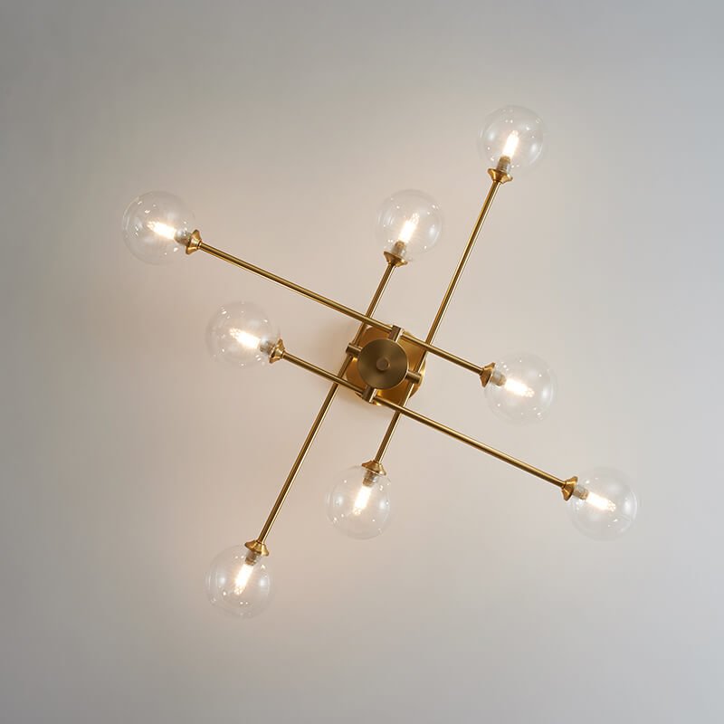 8 - Light Clear Glass Shade Sputnik Chandelier - LightfixturesUAE