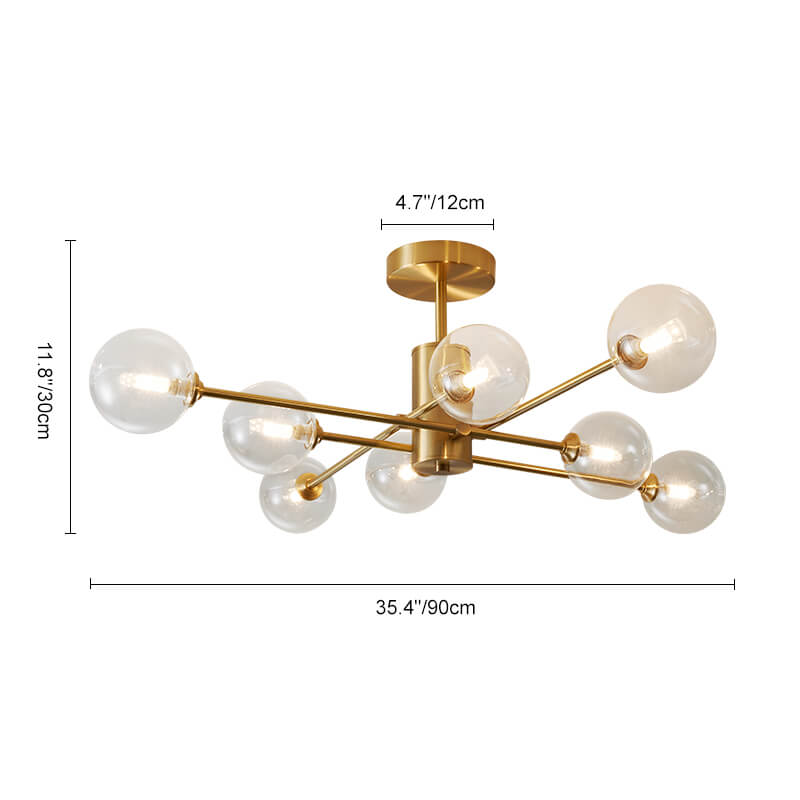 8 - Light Clear Glass Shade Sputnik Chandelier - LightfixturesUAE