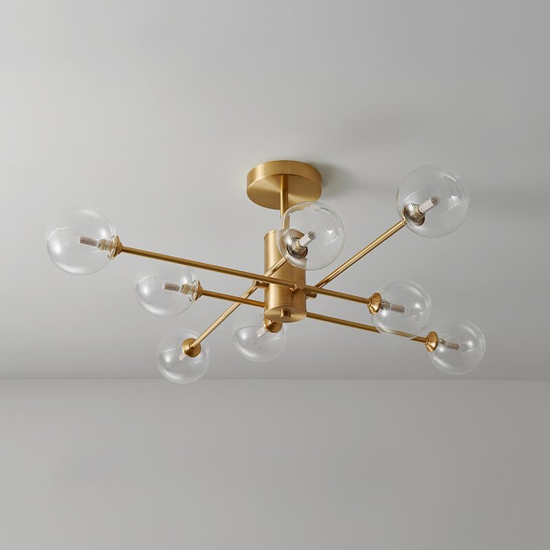 8 - Light Clear Glass Shade Sputnik Chandelier - LightfixturesUAE