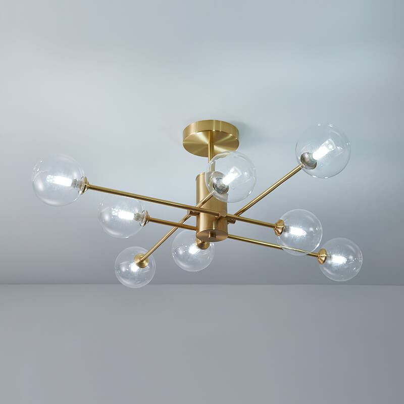 8 - Light Clear Glass Shade Sputnik Chandelier - LightfixturesUAE