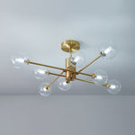 8 - Light Clear Glass Shade Sputnik Chandelier - LightfixturesUAE