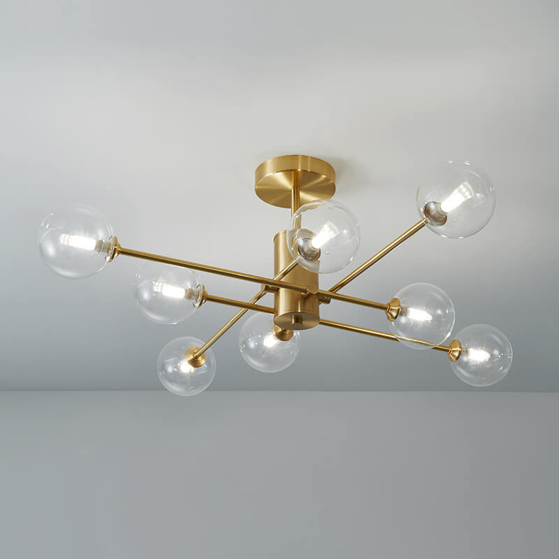 8 - Light Clear Glass Shade Sputnik Chandelier - LightfixturesUAE