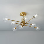 8 - Light Clear Glass Shade Sputnik Chandelier - LightfixturesUAE