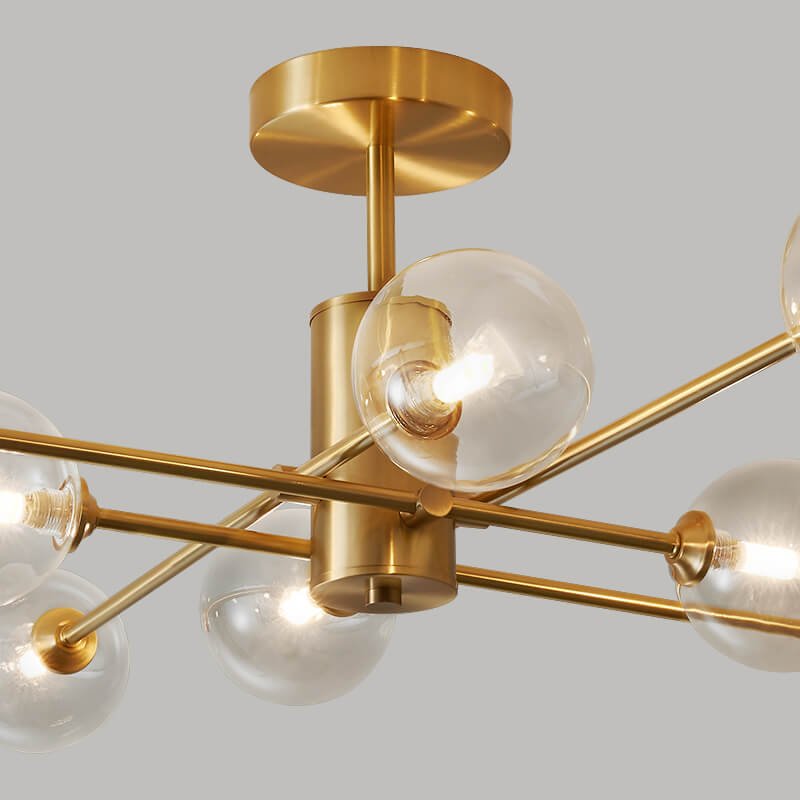 8 - Light Clear Glass Shade Sputnik Chandelier - LightfixturesUAE