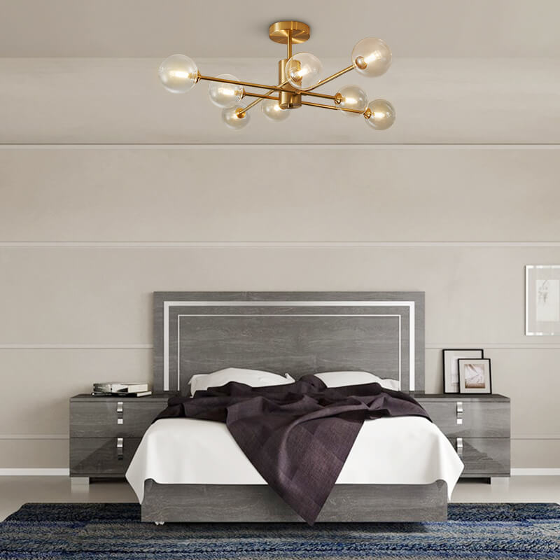 8 - Light Clear Glass Shade Sputnik Chandelier - LightfixturesUAE