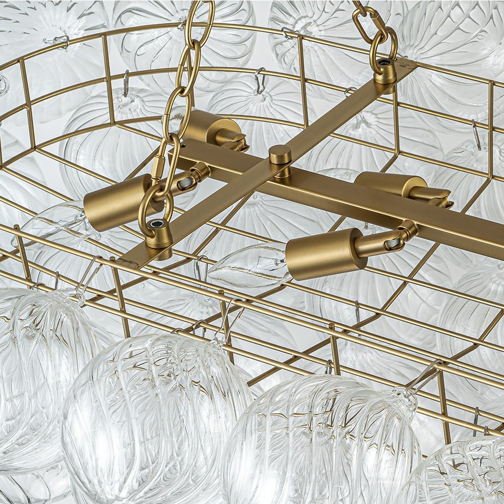 8 - Light Modern Bubble Glass Linear Chandelier - LightfixturesUAE