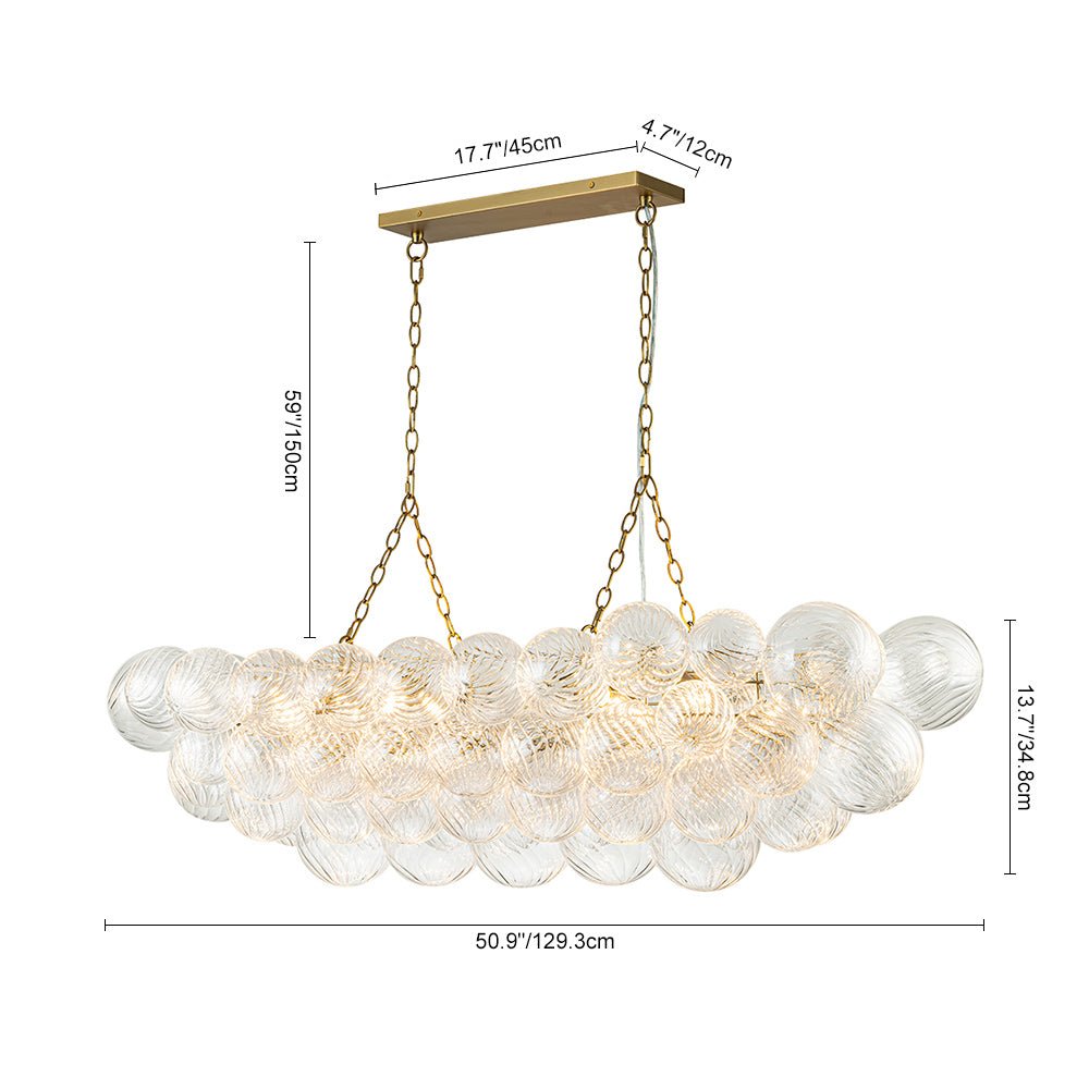 8 - Light Modern Bubble Glass Linear Chandelier - LightfixturesUAE
