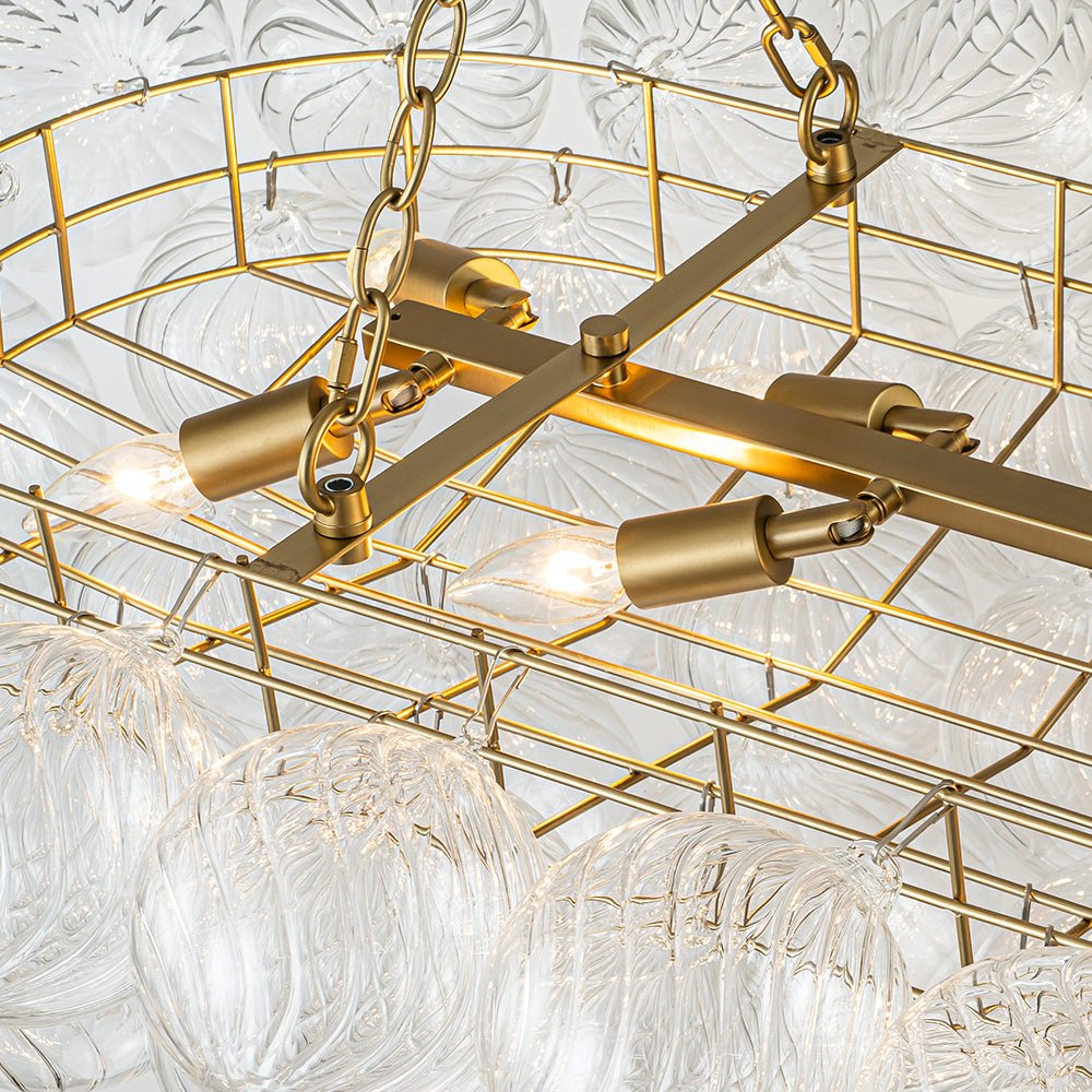 8 - Light Modern Bubble Glass Linear Chandelier - LightfixturesUAE
