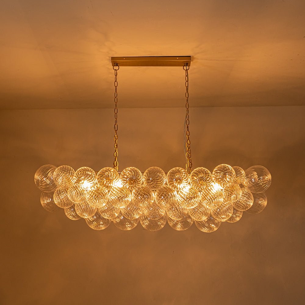 8 - Light Modern Bubble Glass Linear Chandelier - LightfixturesUAE