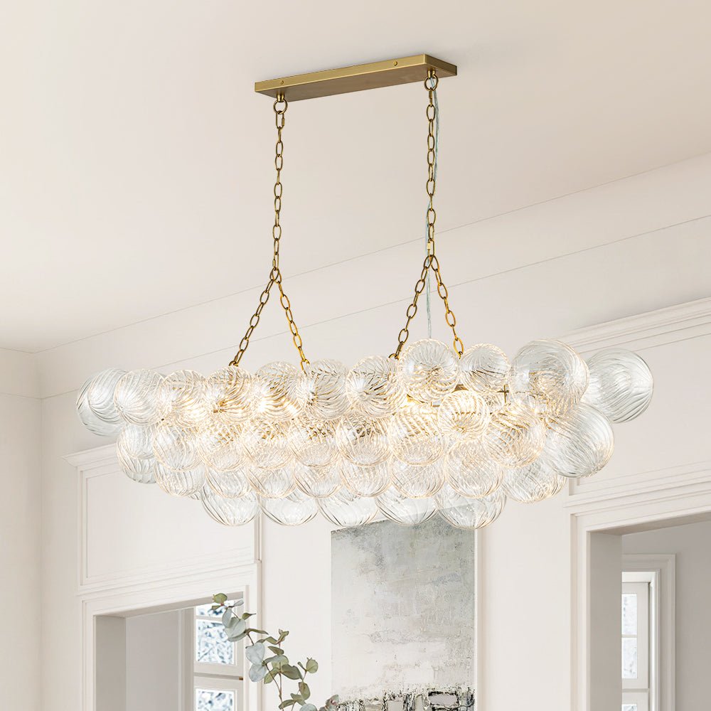 8 - Light Modern Bubble Glass Linear Chandelier - LightfixturesUAE