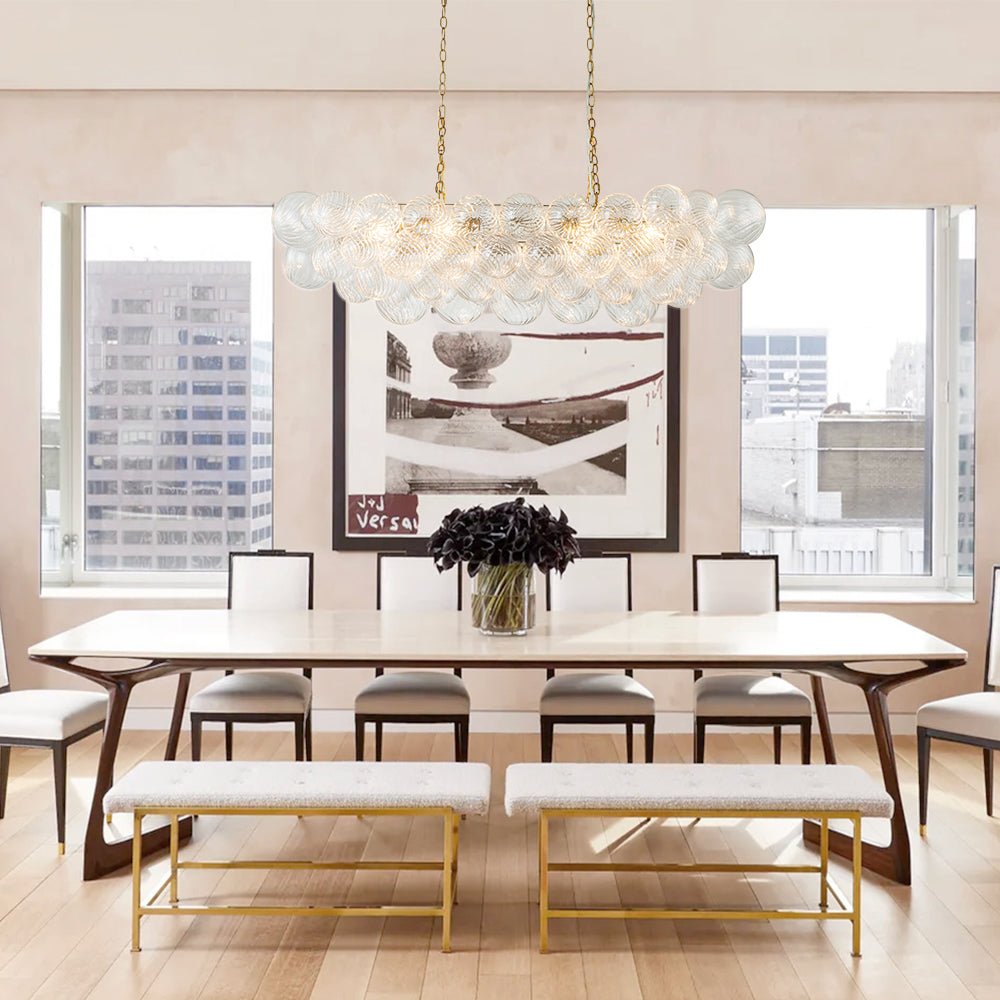 8 - Light Modern Bubble Glass Linear Chandelier - LightfixturesUAE
