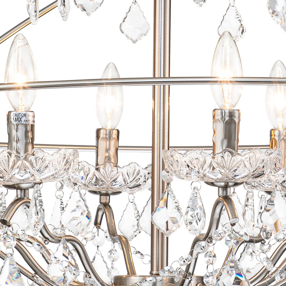 8 - Light Modern Circle Two - Tier Crystal Orb Pendant Lighting - LightfixturesUAE