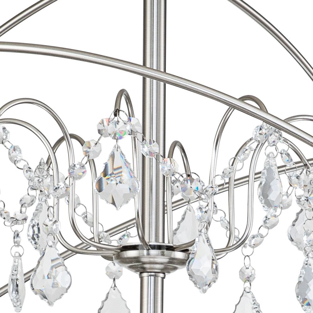 8 - Light Modern Circle Two - Tier Crystal Orb Pendant Lighting - LightfixturesUAE