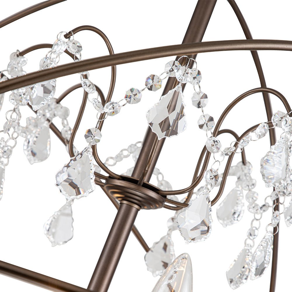 8 - Light Modern Circle Two - Tier Crystal Orb Pendant Lighting - LightfixturesUAE