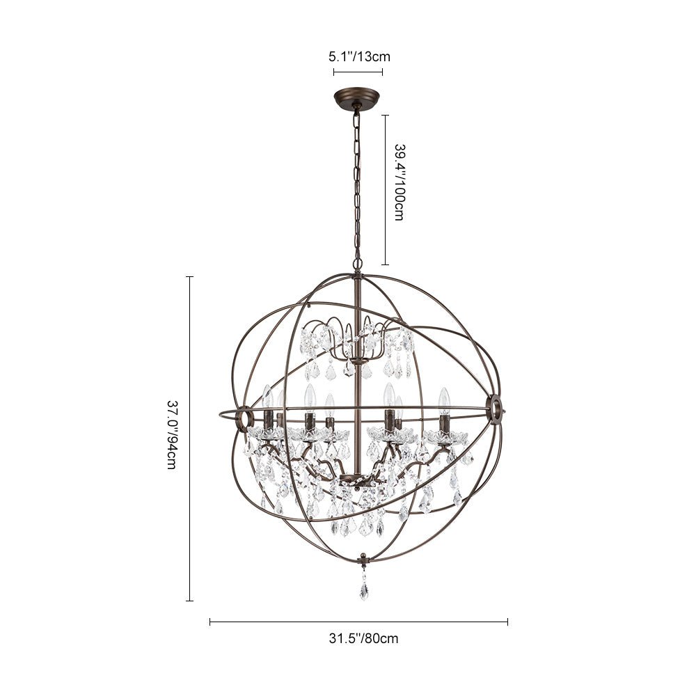 8 - Light Modern Circle Two - Tier Crystal Orb Pendant Lighting - LightfixturesUAE