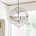 8 - Light Modern Circle Two - Tier Crystal Orb Pendant Lighting - LightfixturesUAE