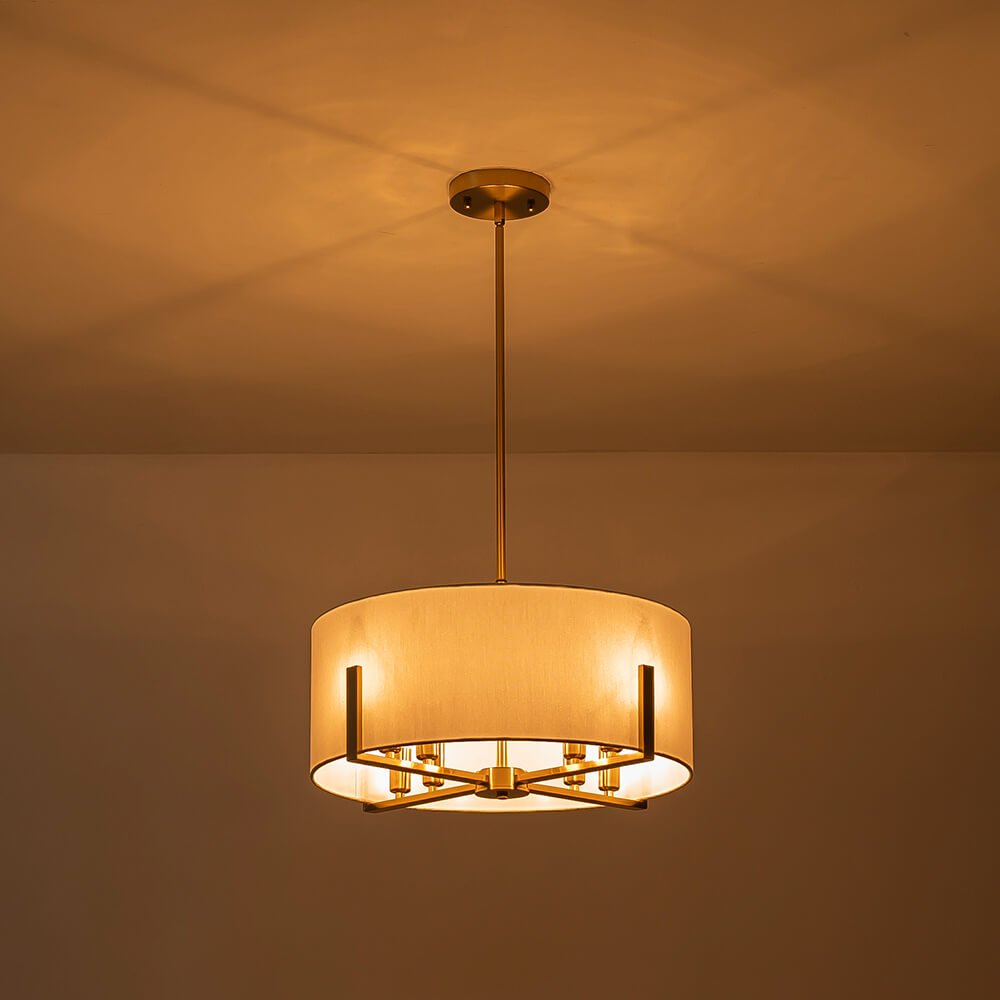 8 - Light Modern Fabric Shade Drum Chandelier - LightfixturesUAE
