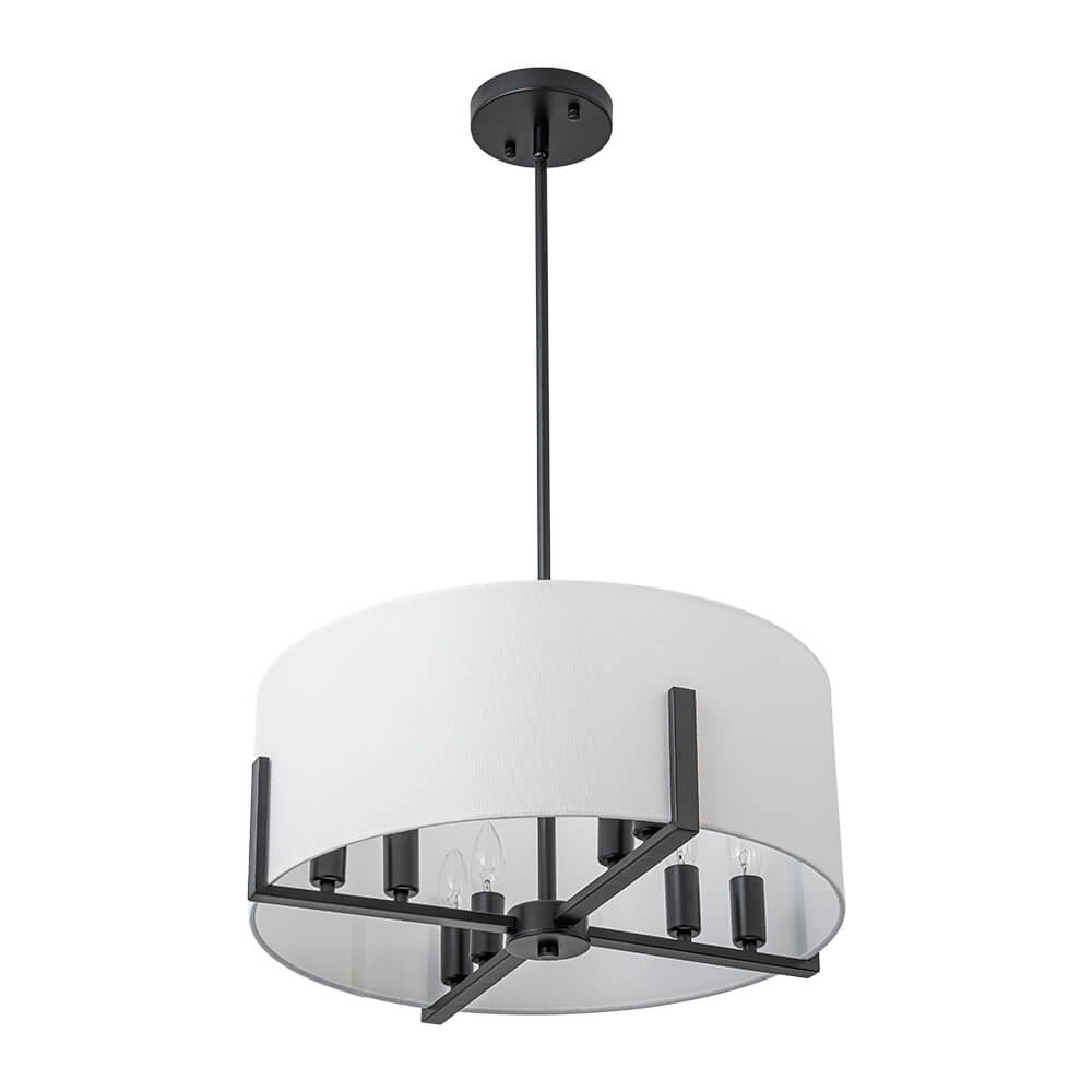 8 - Light Modern Fabric Shade Drum Chandelier - LightfixturesUAE
