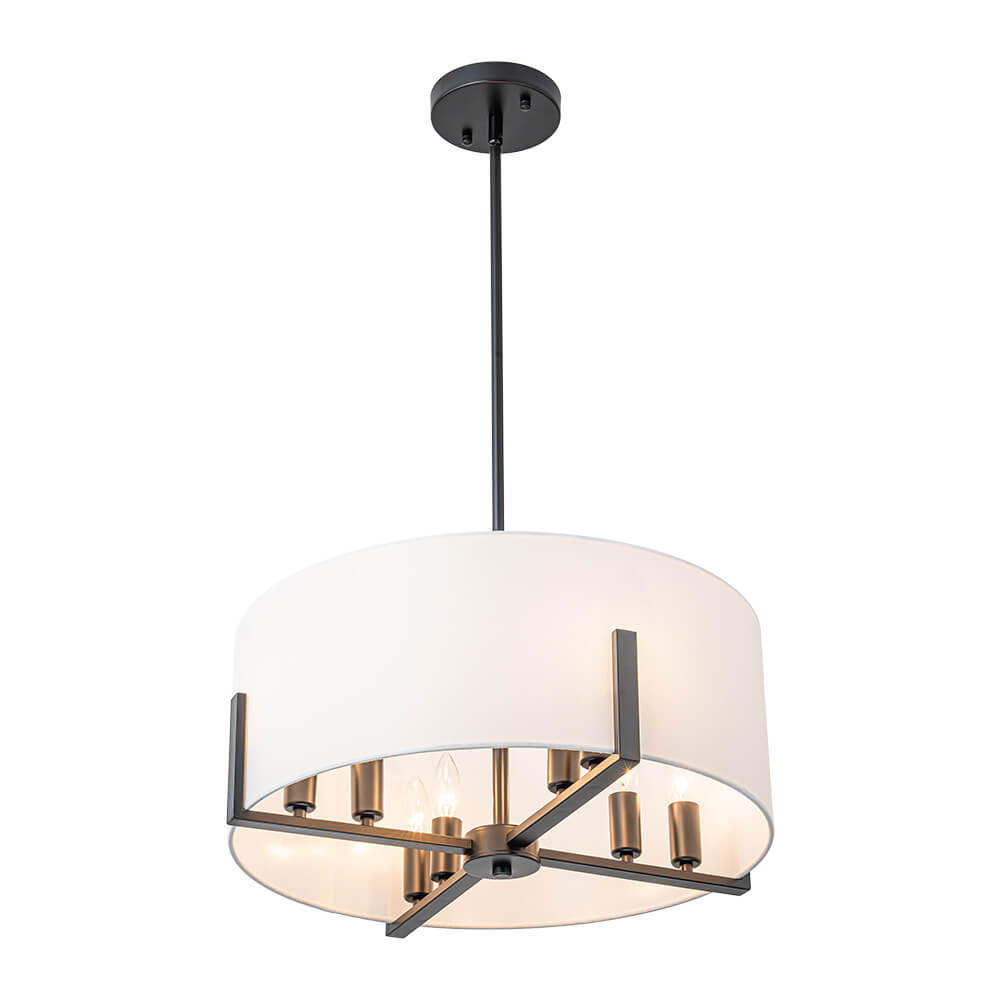 8 - Light Modern Fabric Shade Drum Chandelier - LightfixturesUAE