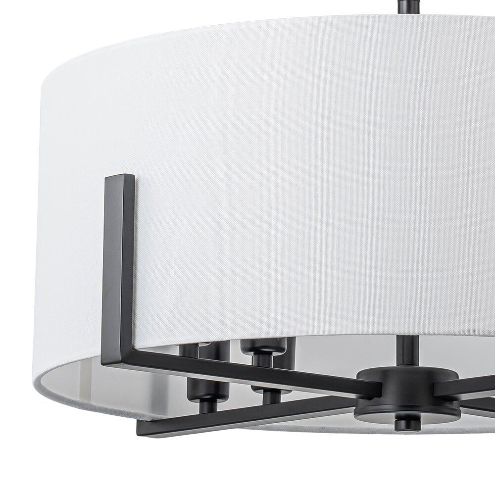8 - Light Modern Fabric Shade Drum Chandelier - LightfixturesUAE