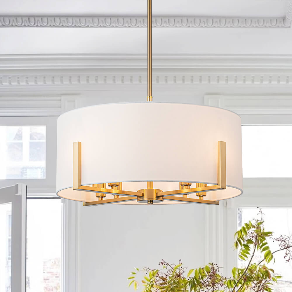 8 - Light Modern Fabric Shade Drum Chandelier - LightfixturesUAE