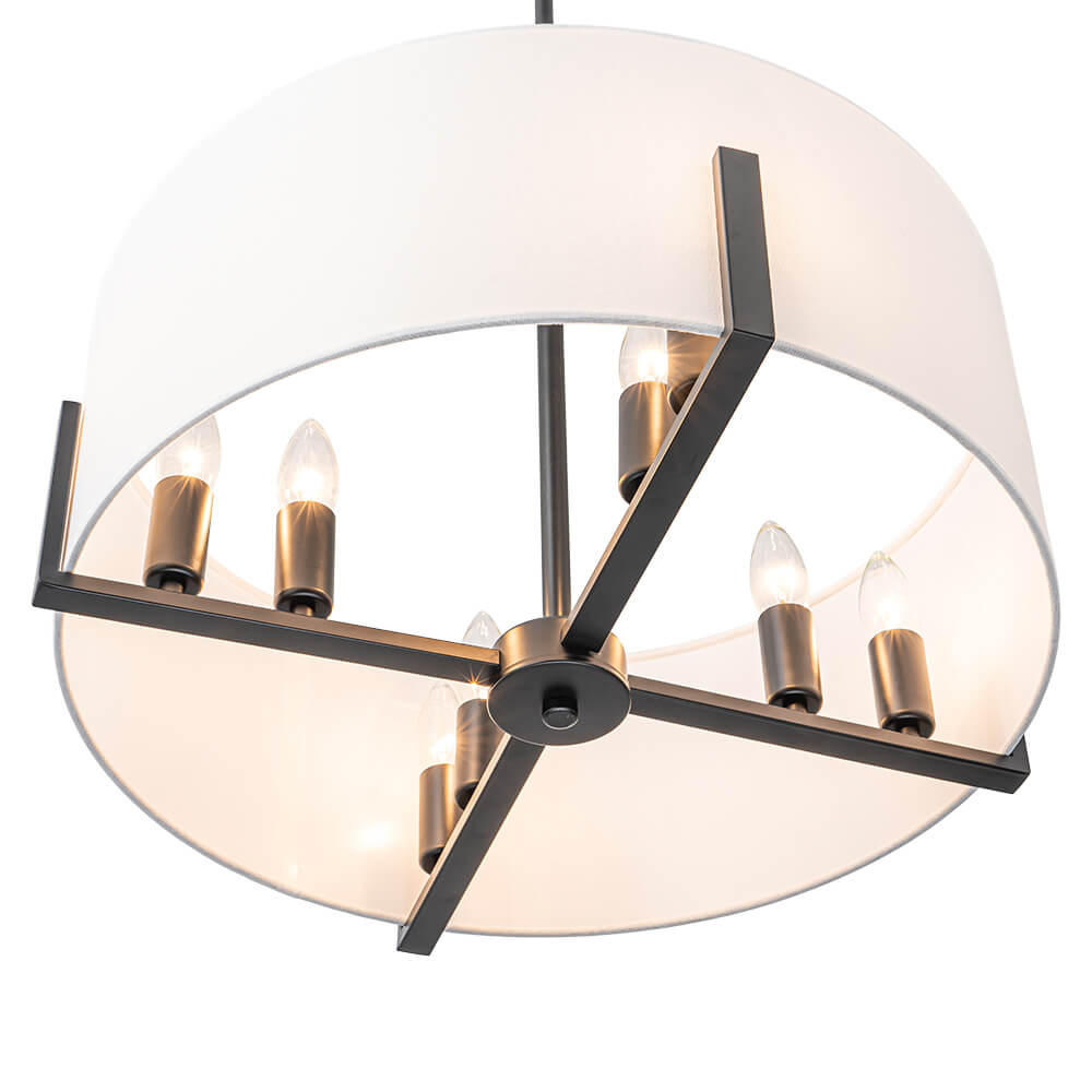 8 - Light Modern Fabric Shade Drum Chandelier - LightfixturesUAE