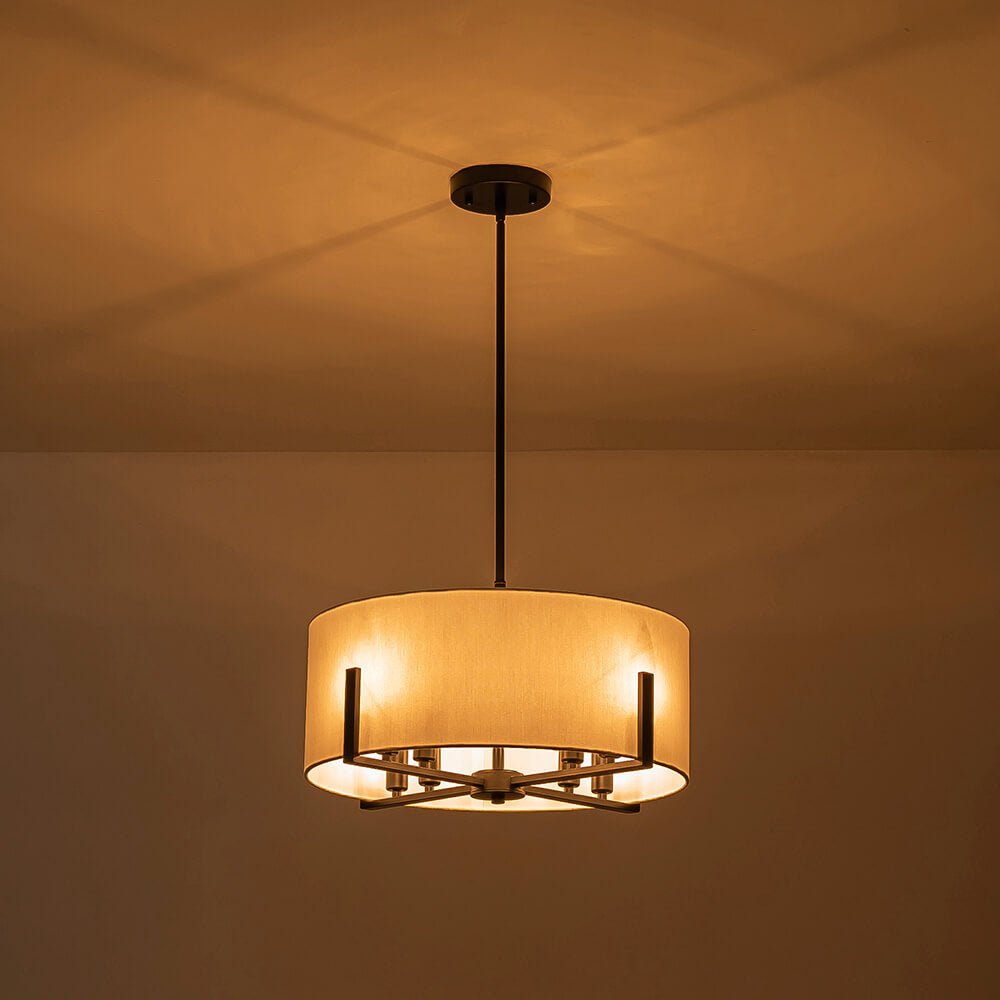 8 - Light Modern Fabric Shade Drum Chandelier - LightfixturesUAE