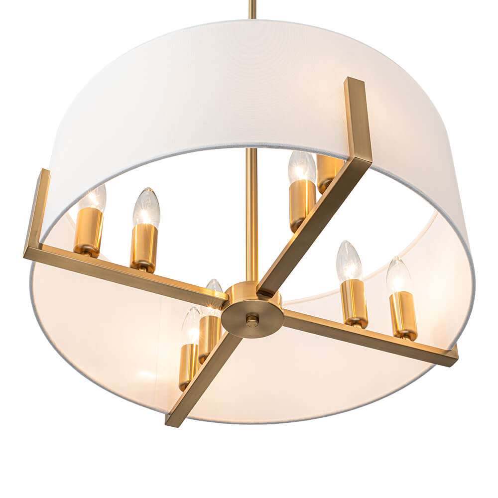 8 - Light Modern Fabric Shade Drum Chandelier - LightfixturesUAE